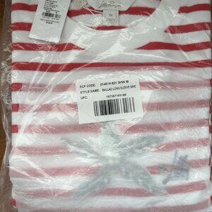 💲NEW Lilly Pulitzer Ballad Sweatshirt Red White Embellished Starfish M or Large